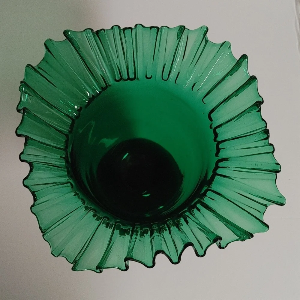 Blenko Emerald Green Art Glass Vase MCM